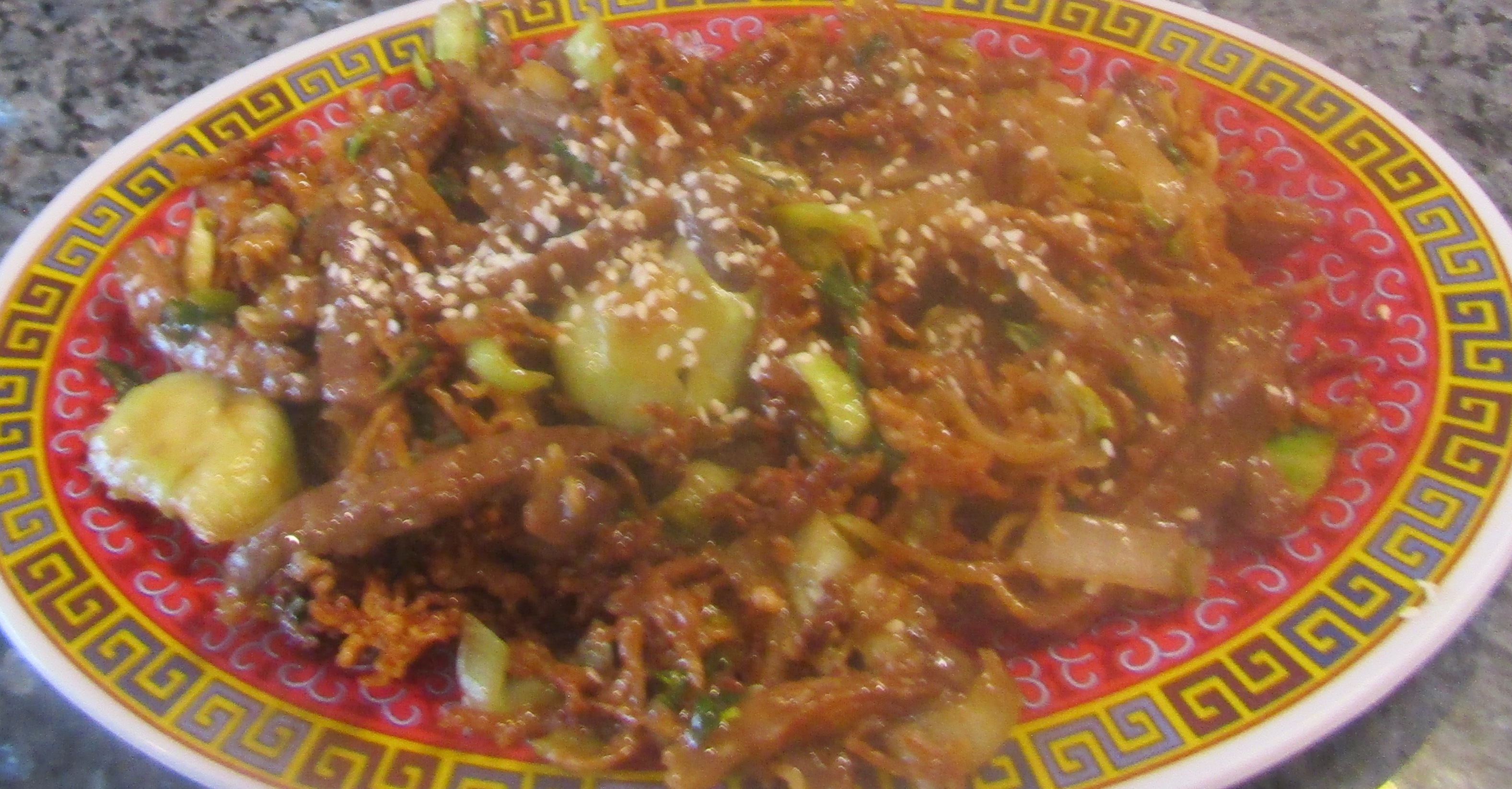 Beef and Baby Bok Choy with Pan-Fried Noodles