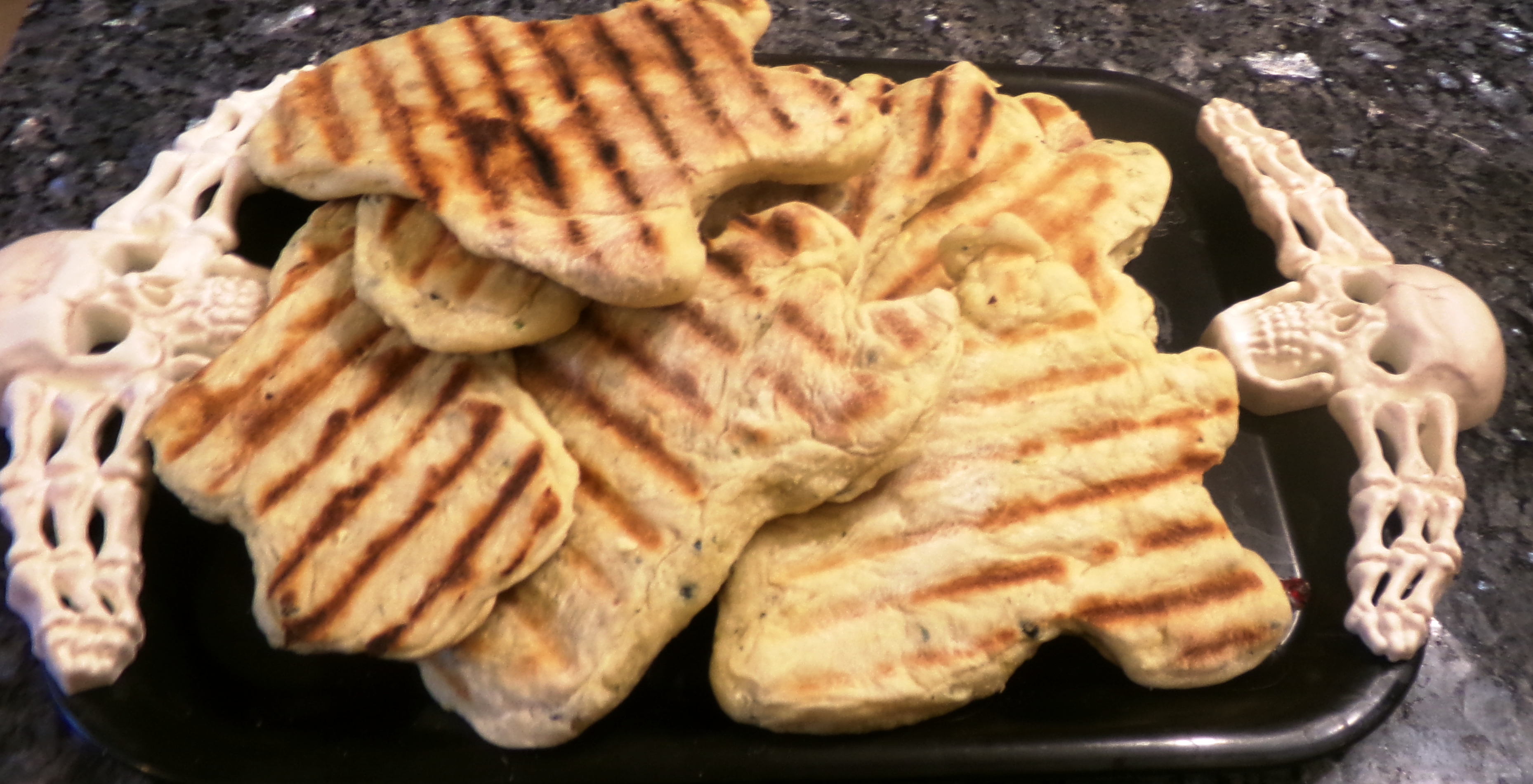 Ghostly Grilled Green Speckled Naan Recipe